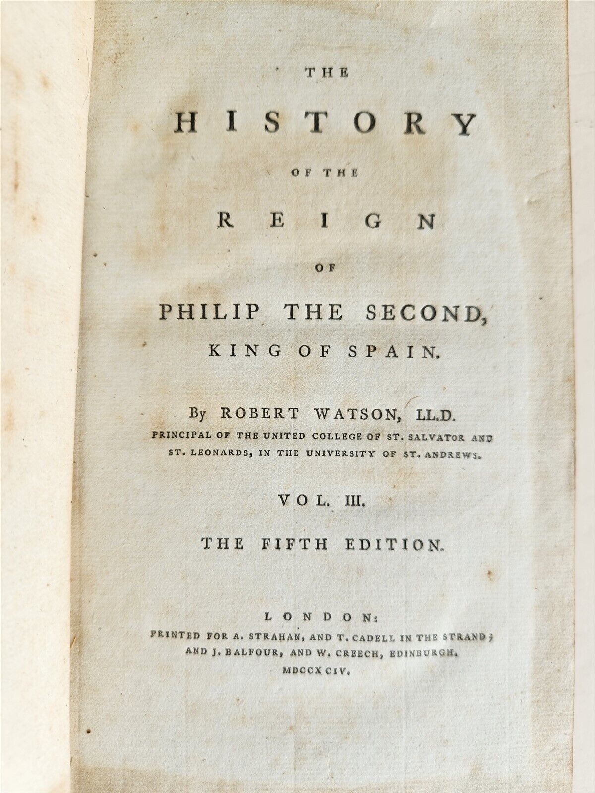 1794 HISTORY of REIGN of PHILIP THE SECOND KING of SPAIN 3 VOLUMES antique