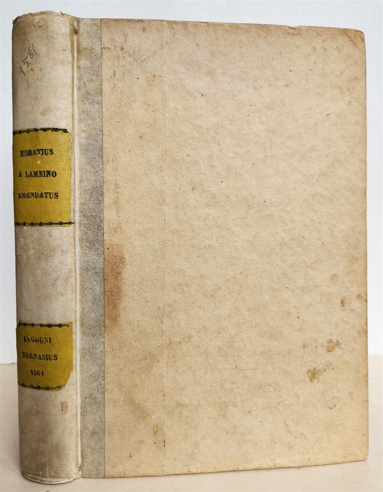 1561 HORACE COMMENTARY by DIONISIO LAMBINO antique POETRY VELLUM 16th CENTURY