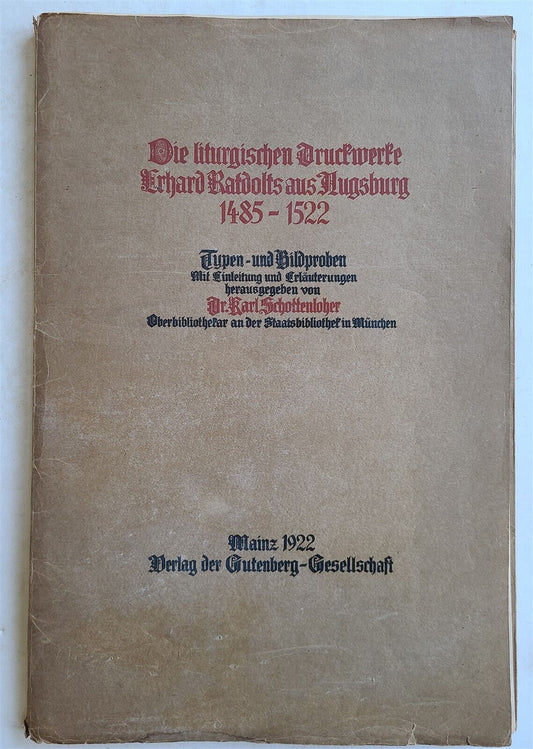 1922 FACSIMILES of LITURGICAL WORKS of Erhard Ratdolt AUGSBURG 1485-1522 antique