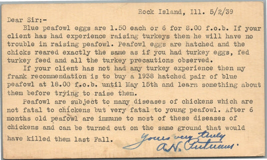 ROCK ISLAND IL AGRICULTURE COMPANY ANTIQUE POSTCARD