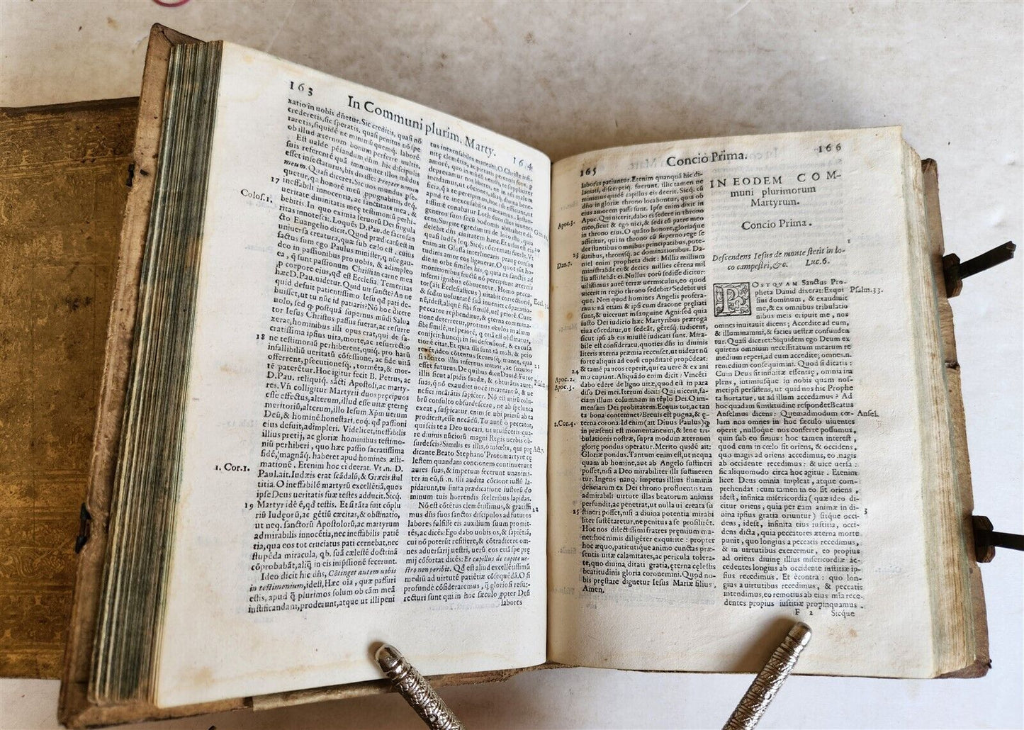 1588 SERMONS of PORTUGUESE THEOLOGIAN F. DIAZ 2 VOLUMES antique PIGSKIN BINDING