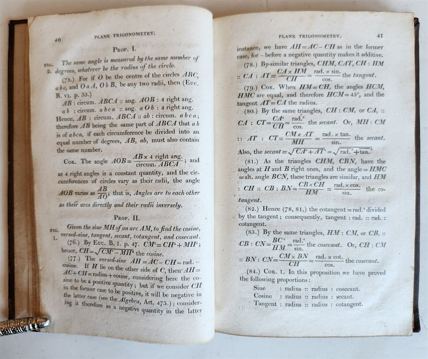 1810 TREATISE on PLANE & SPHERICAL TRIGONOMETRY ILLUSTRATED antique