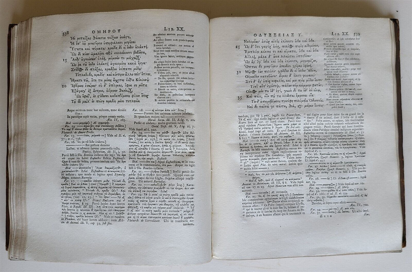 1729-1740 HOMER ILIAS & ODDYSEA 2 VOLUMES antique w/ MAPS ENGLISH & GREEK TEXT