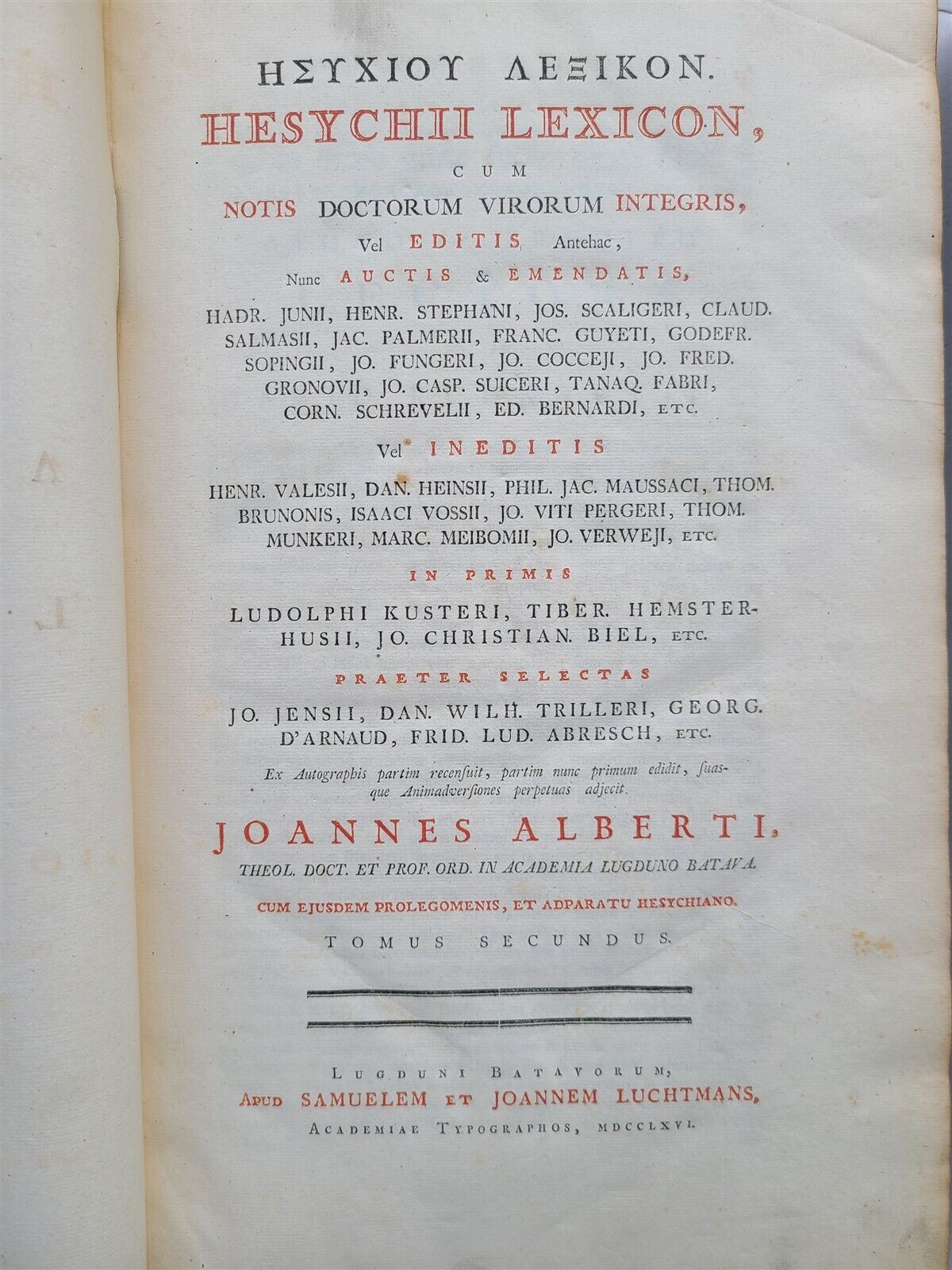 1756 LEXICON Greek literature & Language Hesychius of Alexandria ANTIQUE FOLIO