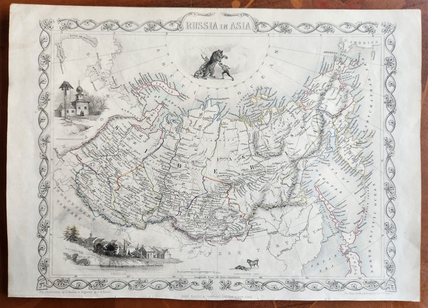 1851 RUSSIA in ASIA antique MAP SIBERIA