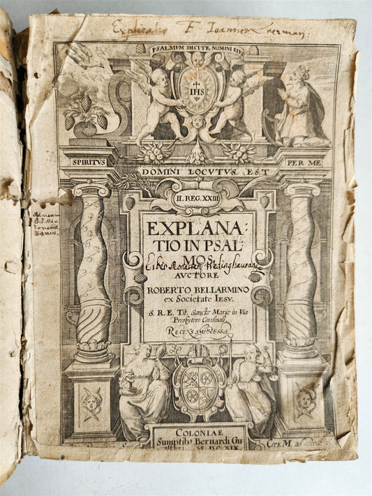 1619 EXPLANATIO in PSALMOS by ROBERT BELLARMINE antique vellum bound