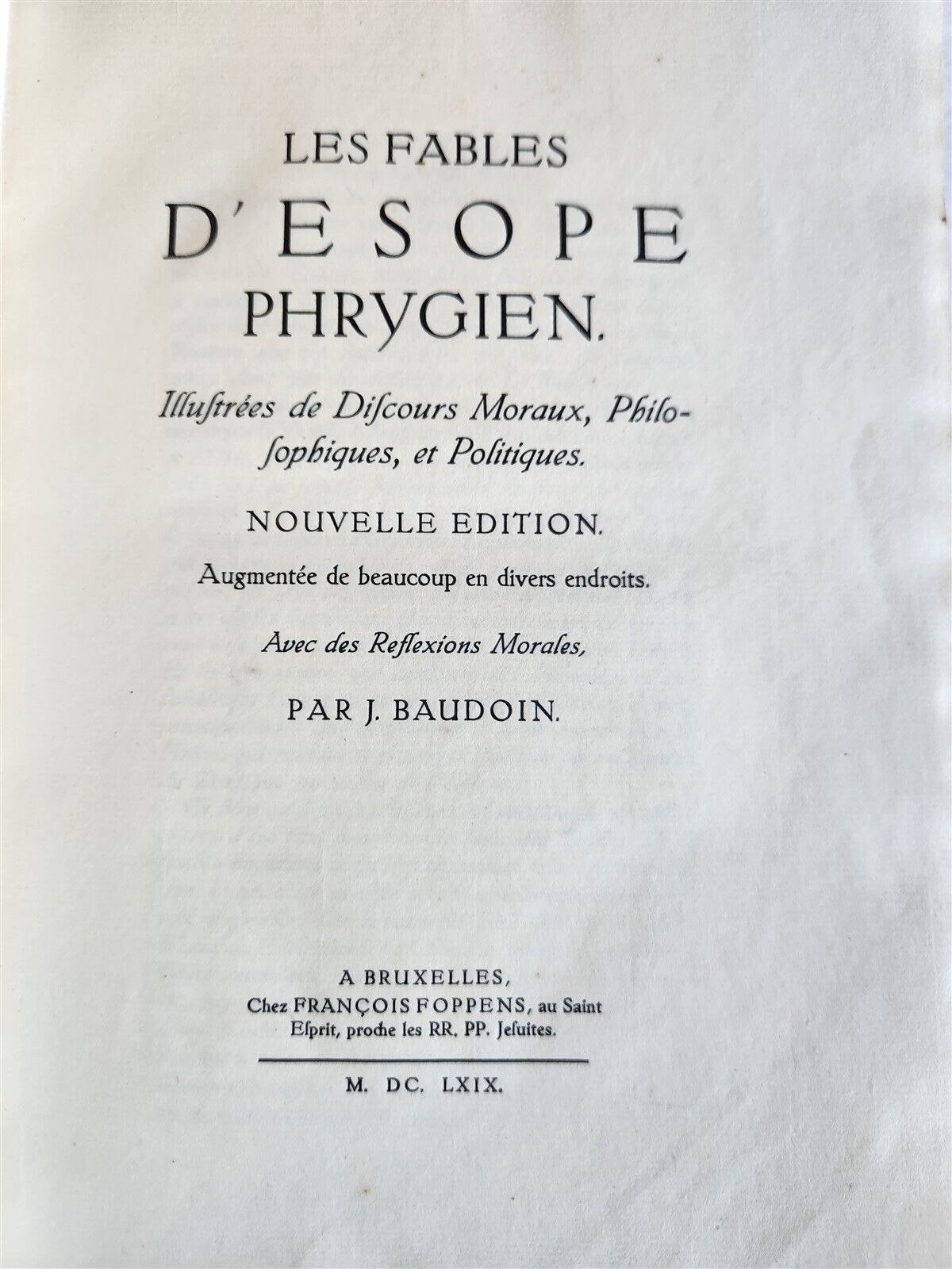 1920 AESOP'S FABLES antique Les Fables d'Esope Phrygien ILLUSTRATED 1669 reprint