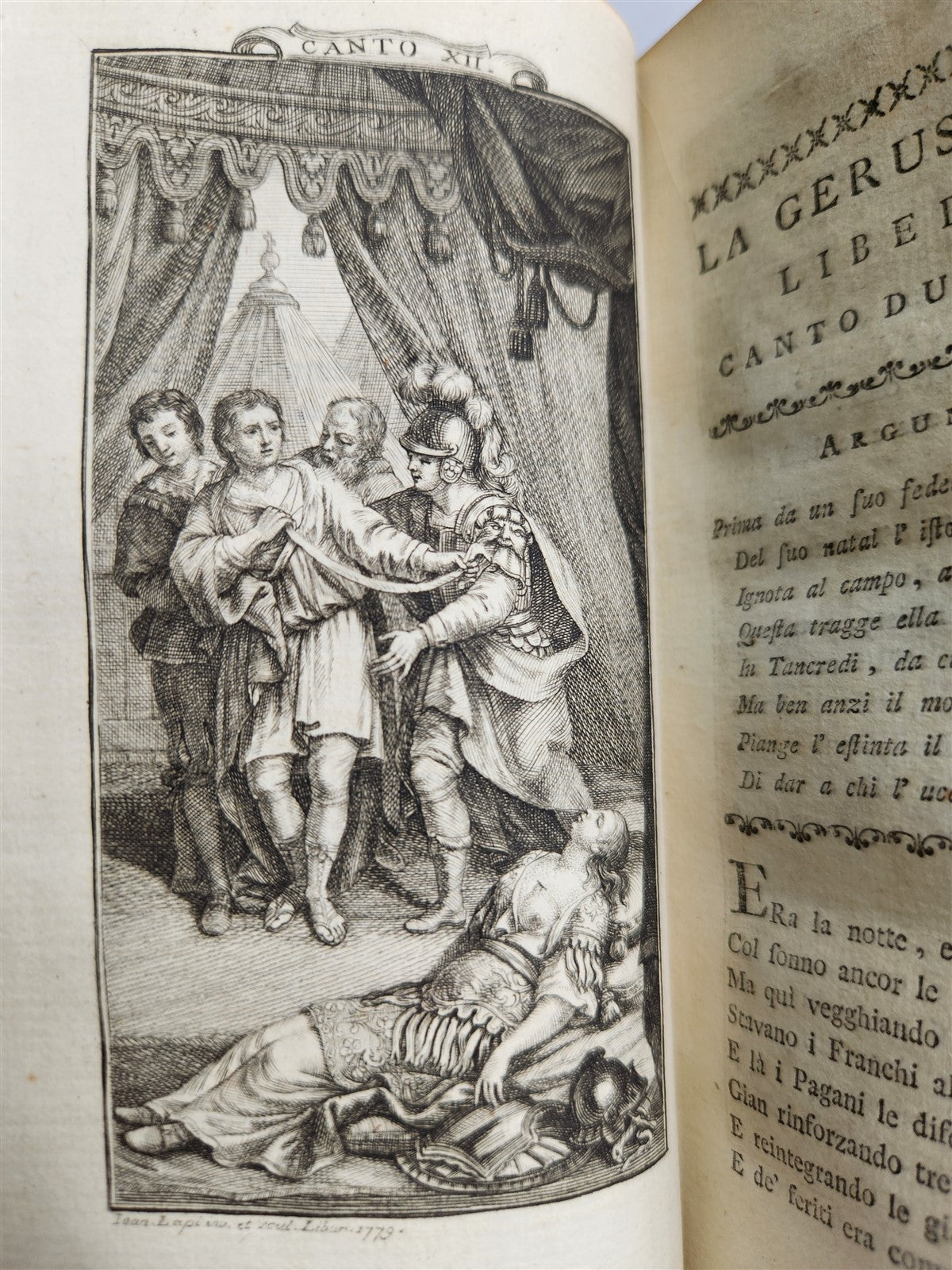 1778 Gerusalemme liberata by TORQUATO TASSO antique ILLUSTRATED 2 volumes