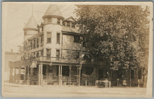 DOWNINGTOWN PA SWAN HOTEL ANTIQUE REAL PHOTO POSTCARD RPPC