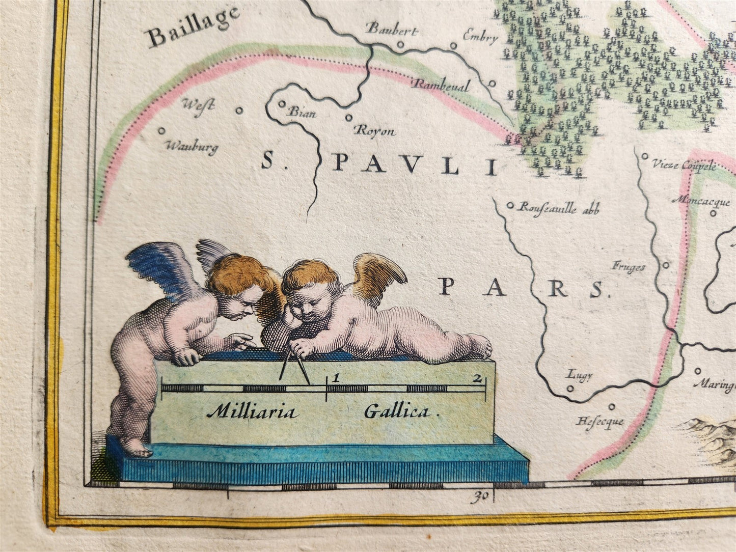 1640 MAP of Boulogne & Guines FRANCE WILLEM BLAEU antique AUTHENTIC hand colored