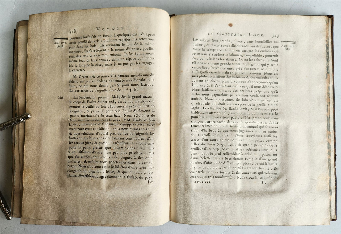 1774 RELATION des VOYAGES by J.HAWKESWORTH antique CAPT. JAMES COOK Vol. III