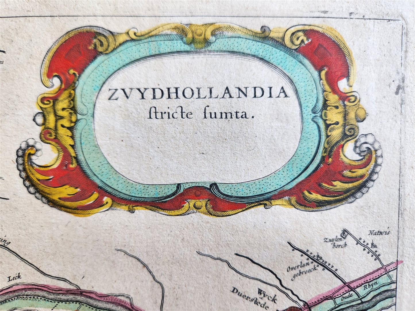 1640 ZVYDHOLLANDIA NETHERLANDS MAP by WILLEM BLAEU antique AUTHENTIC handcolored