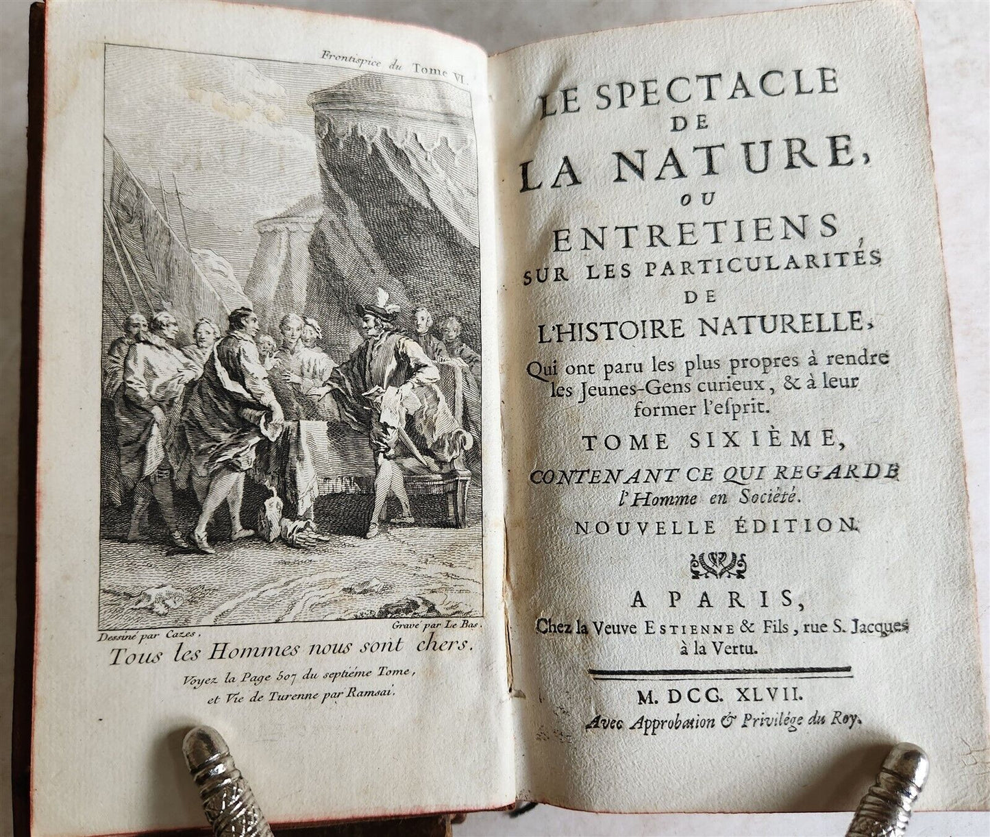 1744-1750 LE SPECTACLE DE LA NATURE antique ILLUSTRATED w/ 199 FOLDING PLATES