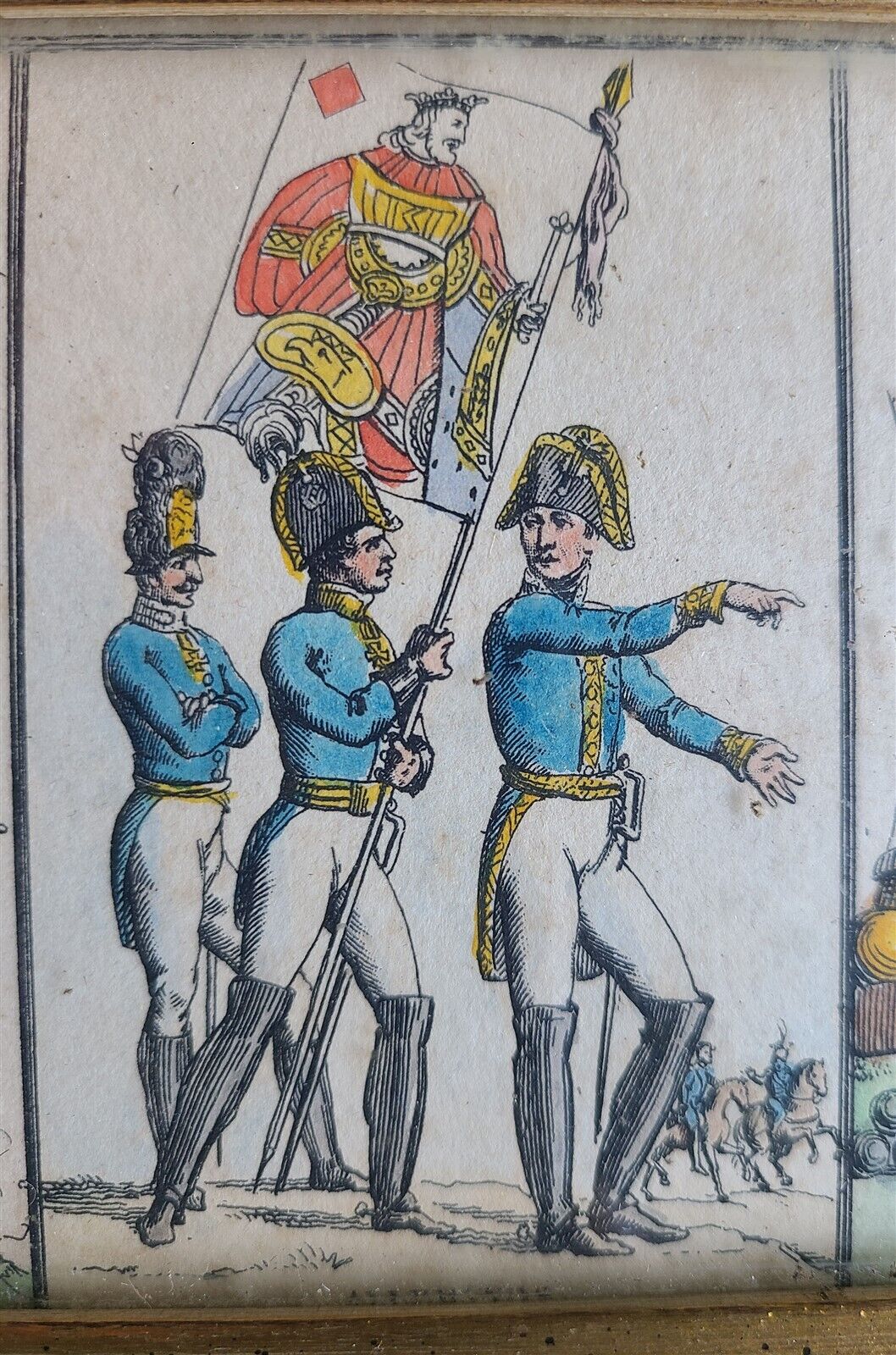 1816 TRANSFORMATION PLAYING CARDS NAPOLEONIC ERA SOLDIERS UNCUT SHEET ANTIQUE