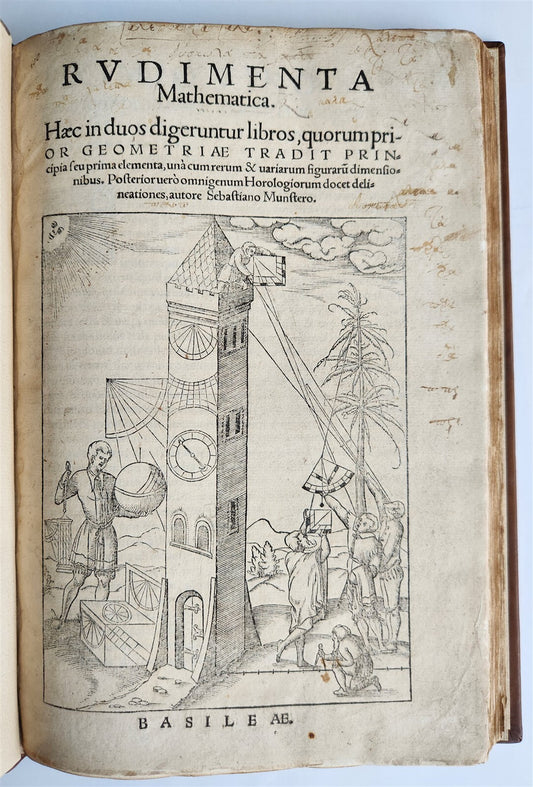 1551 RUDIMENTA MATHEMATICA by SEBASTIAN MUNSTER antique ILLUSTRATED 1st EDITION