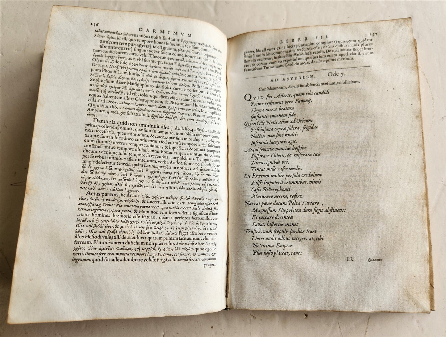 1561 HORACE COMMENTARY by DIONISIO LAMBINO antique POETRY VELLUM 16th CENTURY