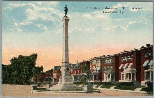 LOUISVILLE KY CONFEDERATE MONUMENT THIRD AVENUE ANTIQUE POSTCARD