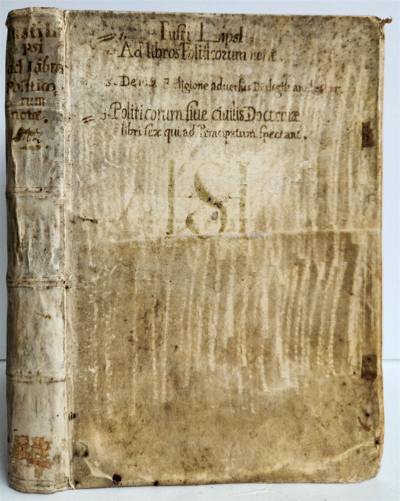 1623 ARISTOTLE antique POLITICORUM vellum bound w/ manuscript cover