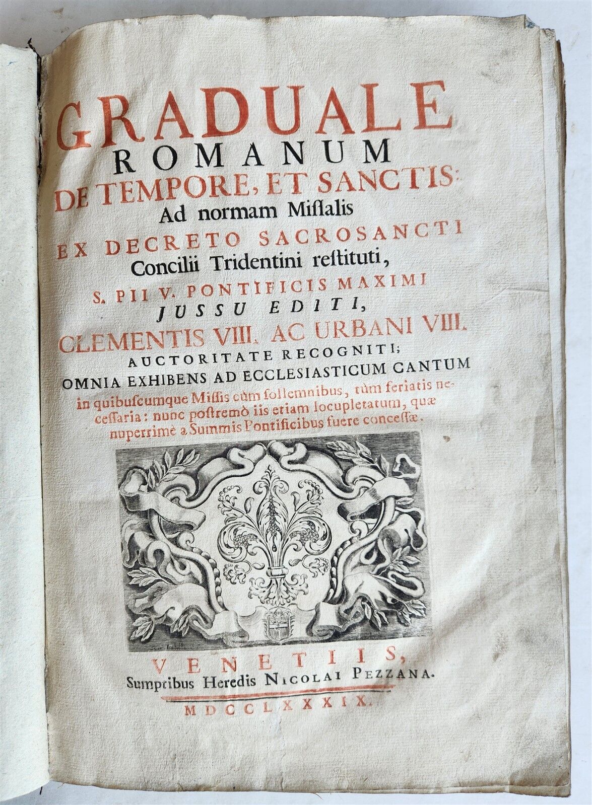 1789 GRADUALE ROMANUM antique ANTIPHONAL LARGE FOLIO 13 x 19"