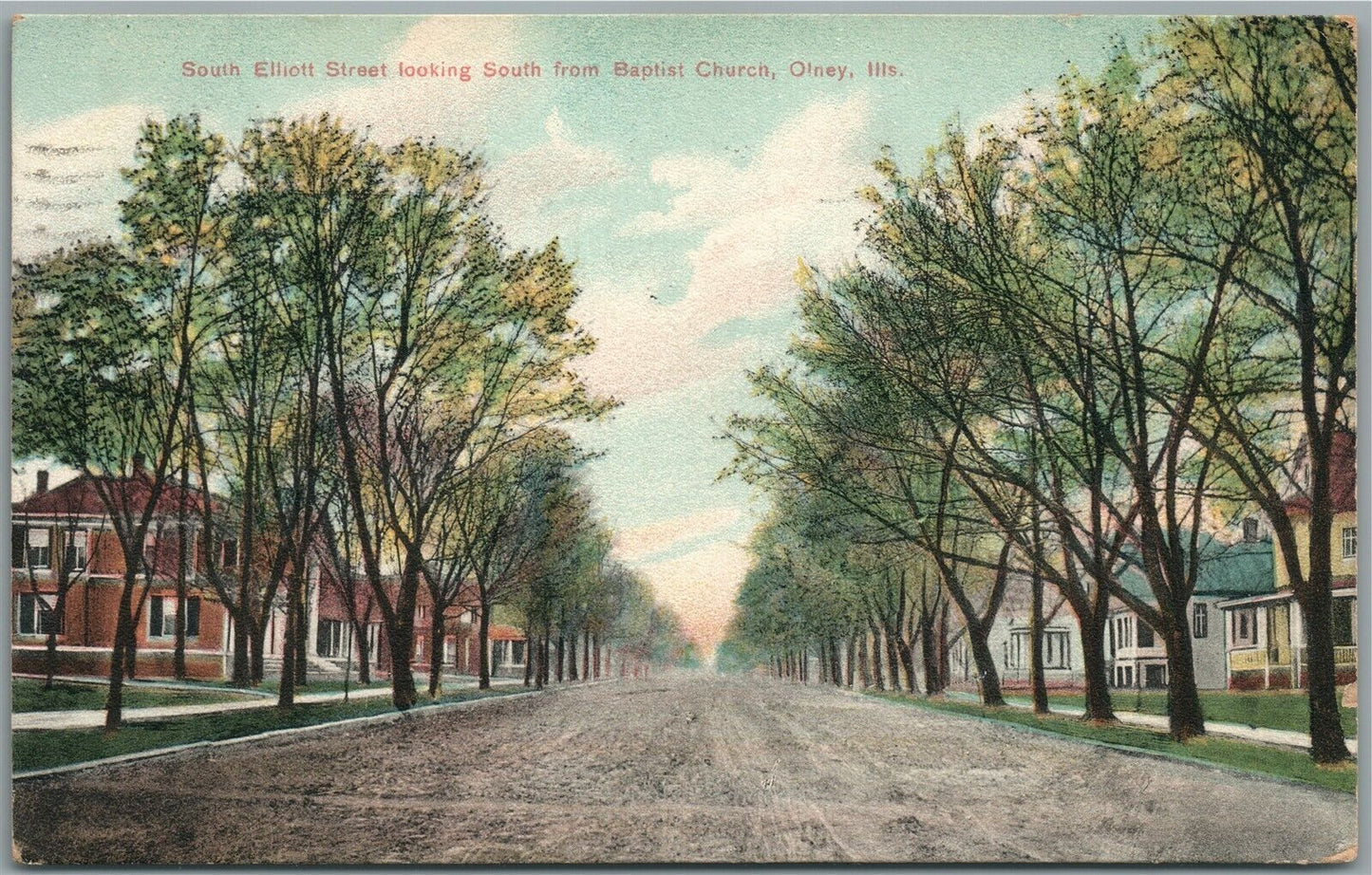 OLNEY IL SOUTH ELLIOTT STREET ANTIQUE POSTCARD