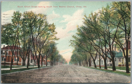 OLNEY IL SOUTH ELLIOTT STREET ANTIQUE POSTCARD