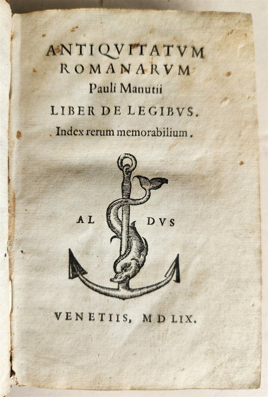 1559 ALDINE PRESS PAOLO MANUZIO antique 16th CENTURY Antiquitatum Romanarum