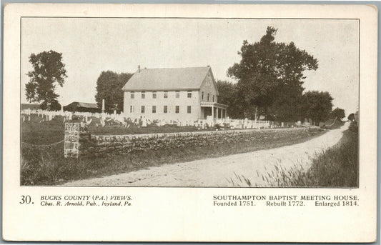 BUCKS CO. PA ARNOLD BROS. SOUTHAMPTON BAPTIST MEETING HOUSE ANTIQUE POSTCARD #30