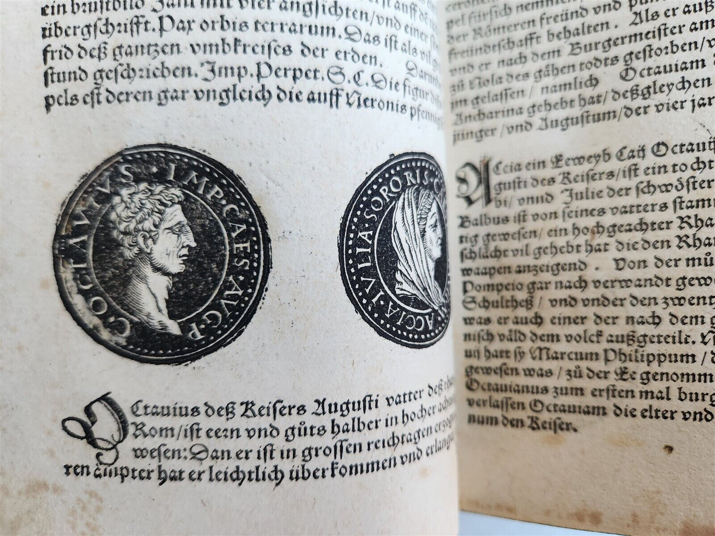 1558 NUMISMATICS antique ILLUSTRATED w/ 722 WOODCUTS Roman & German coins