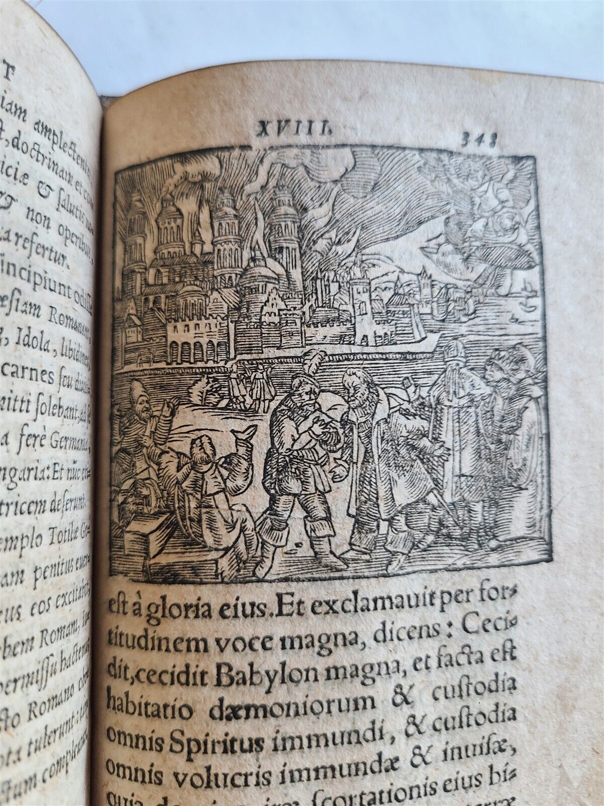 1575 APOCALYPSE COMMENTARY by D. Chytraeus ILLUSTRATED antique pigskin BINDING