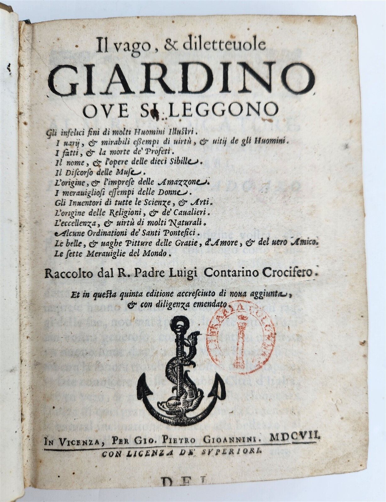 1607 IL VAGO & DILETTEUOLE GIARDINO OVE SI LEGGONO antique ITALIAN