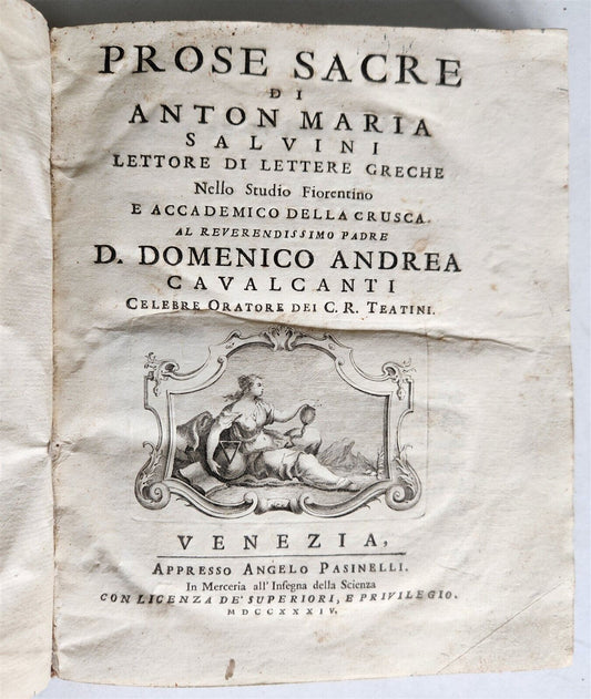 1734 PROSE SACRE antique vellum bound in ITALIAN