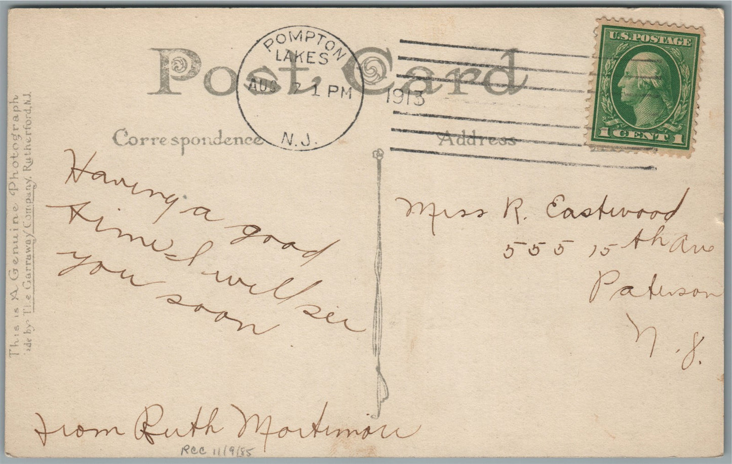 POMPTON LAKE NJ HAMBERG TURN PIKE ANTIQUE REAL PHOTO POSTCARD RPPC