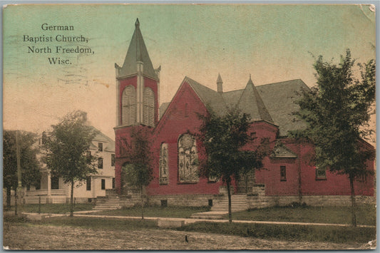 NORTH FREEDOM WI GERMAN BAPTIST CHURCH ANTIQUE POSTCARD
