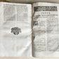 1676 pair of LAW FOLIO BOOKS antique VELLUM BINDING w/ MANUSCRIPT SPINES