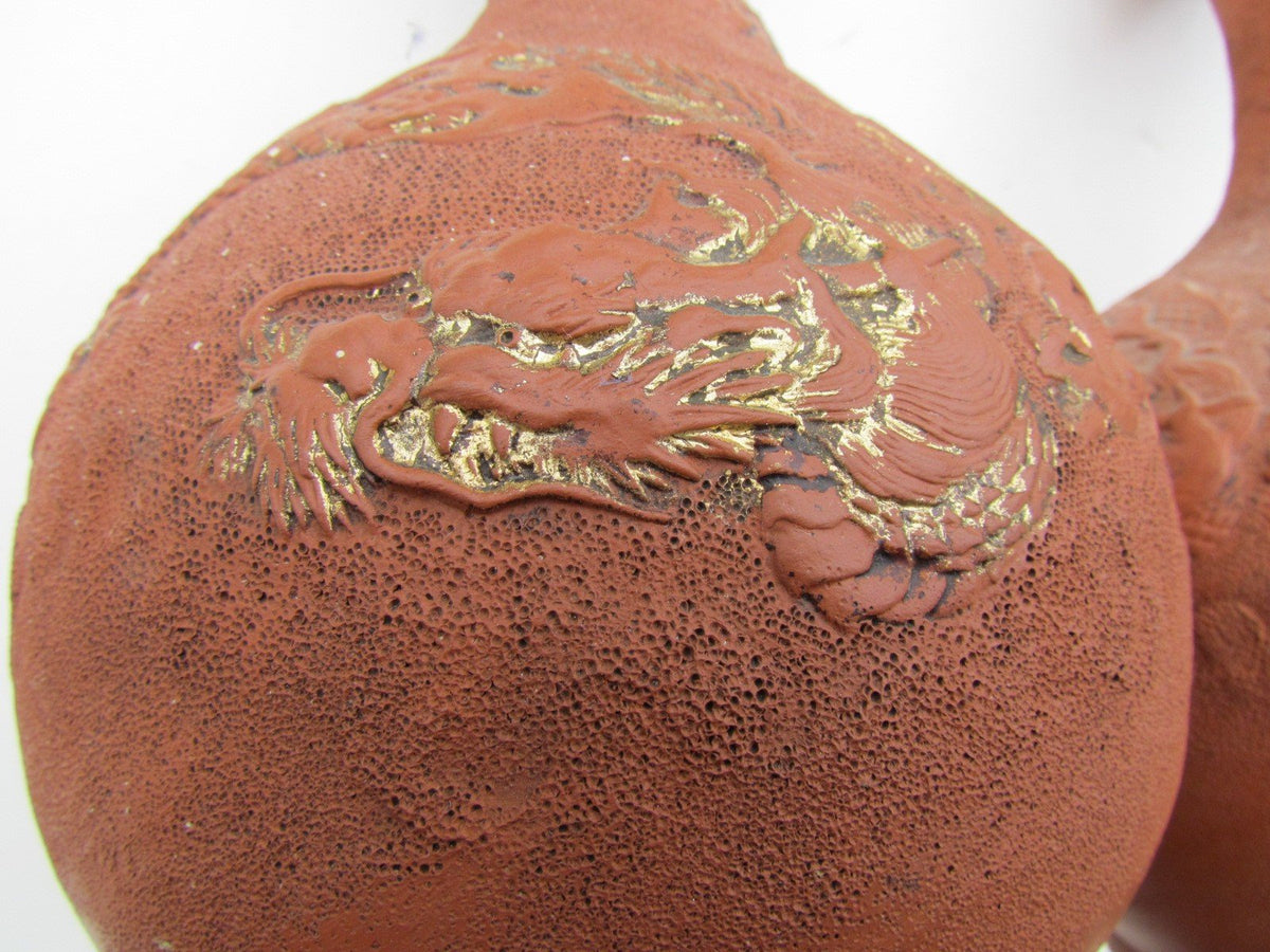 PAIR OF ANTIQUE JAPANESE CERAMIC VASES w/ DRAGONS