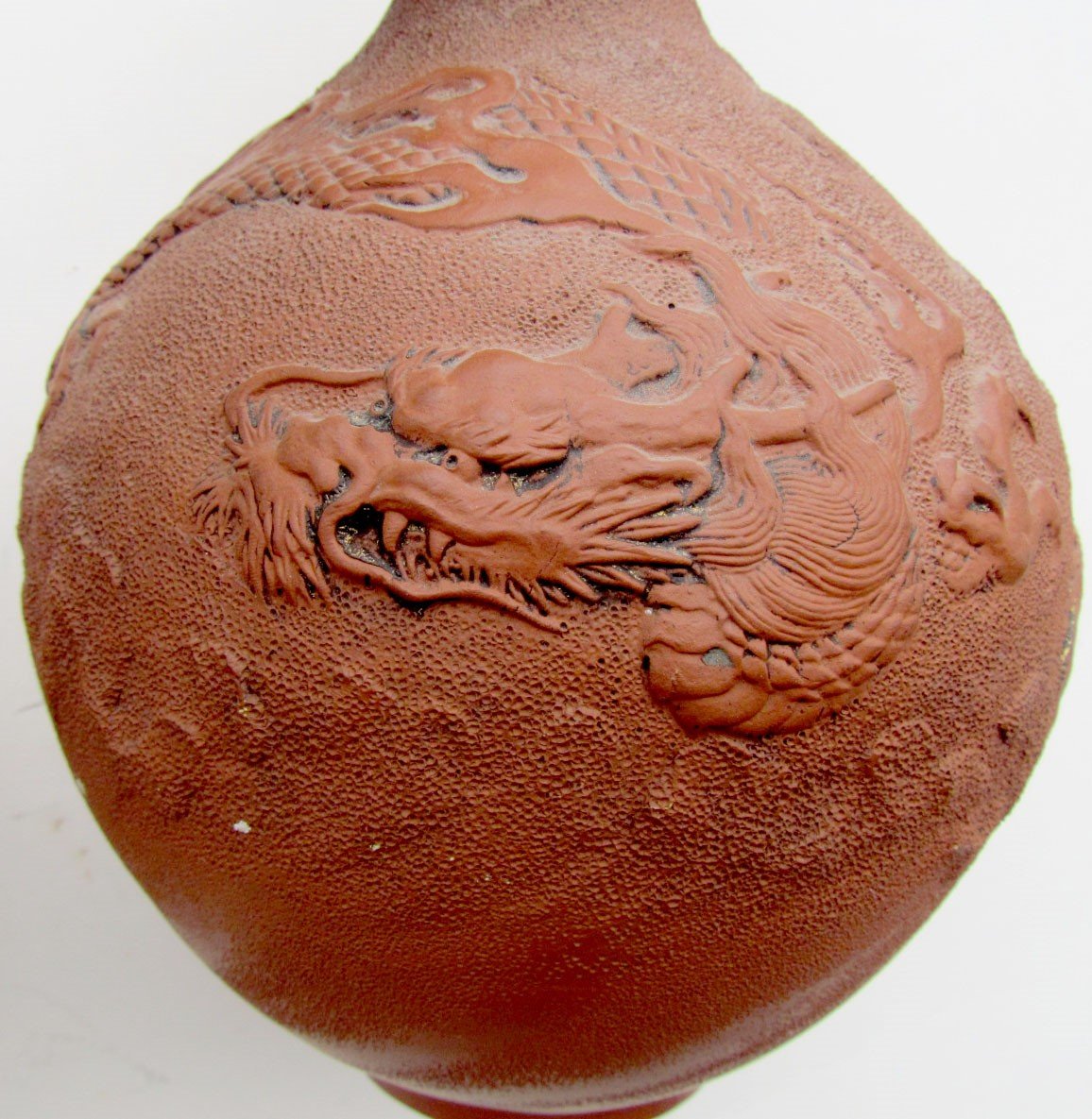 PAIR OF ANTIQUE JAPANESE CERAMIC VASES w/ DRAGONS