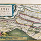 1640 MAP of GERMANY ELBE RIVER by WILLEM BLAEU antique AUTHENTIC hand colored