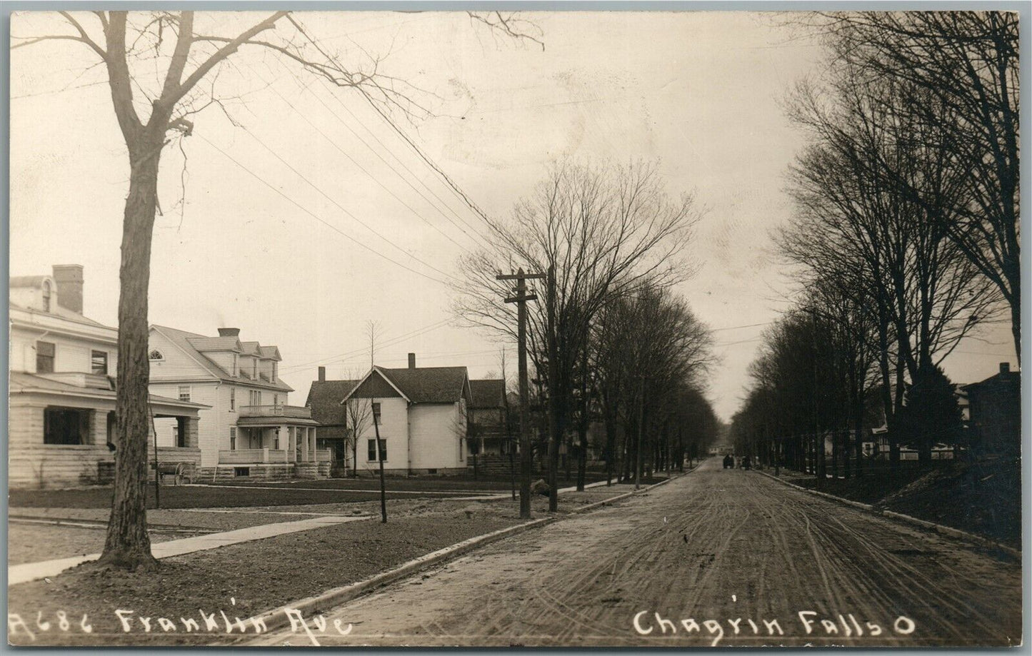 CHAGRIN FALLS OH FRANKLIN AVE. ANTIQUE REAL PHOTO POSTCARD RPPC