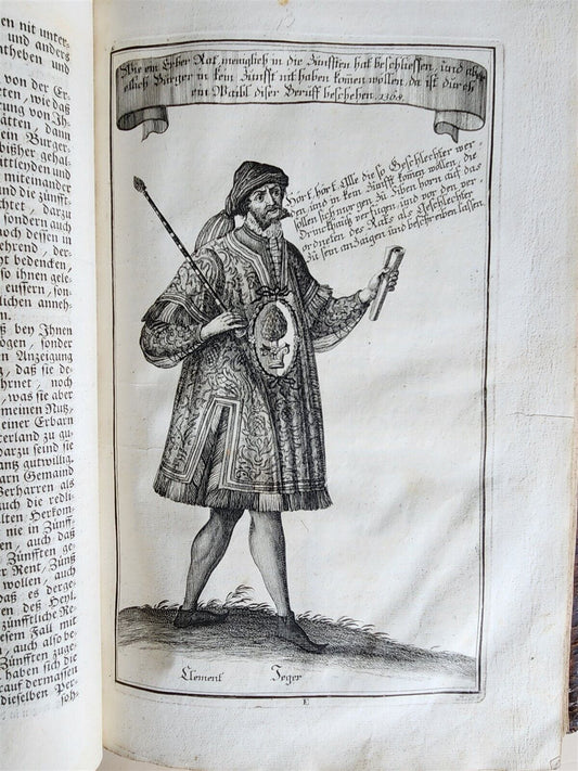 1725 HISTORY of Holy Roman Empire' CITY of AUGSBURG REGIMENT antique ILLUSTRATED