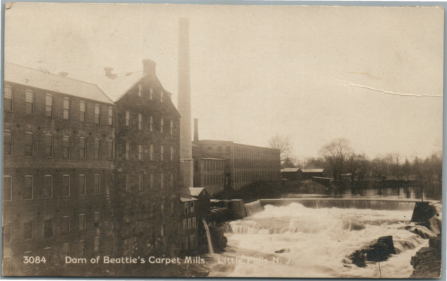 LITTLE FALLS NJ DAM AT BEATTIE'S CARPET MILLS ANTIQUE REAL PHOTO POSTCARD RPPC