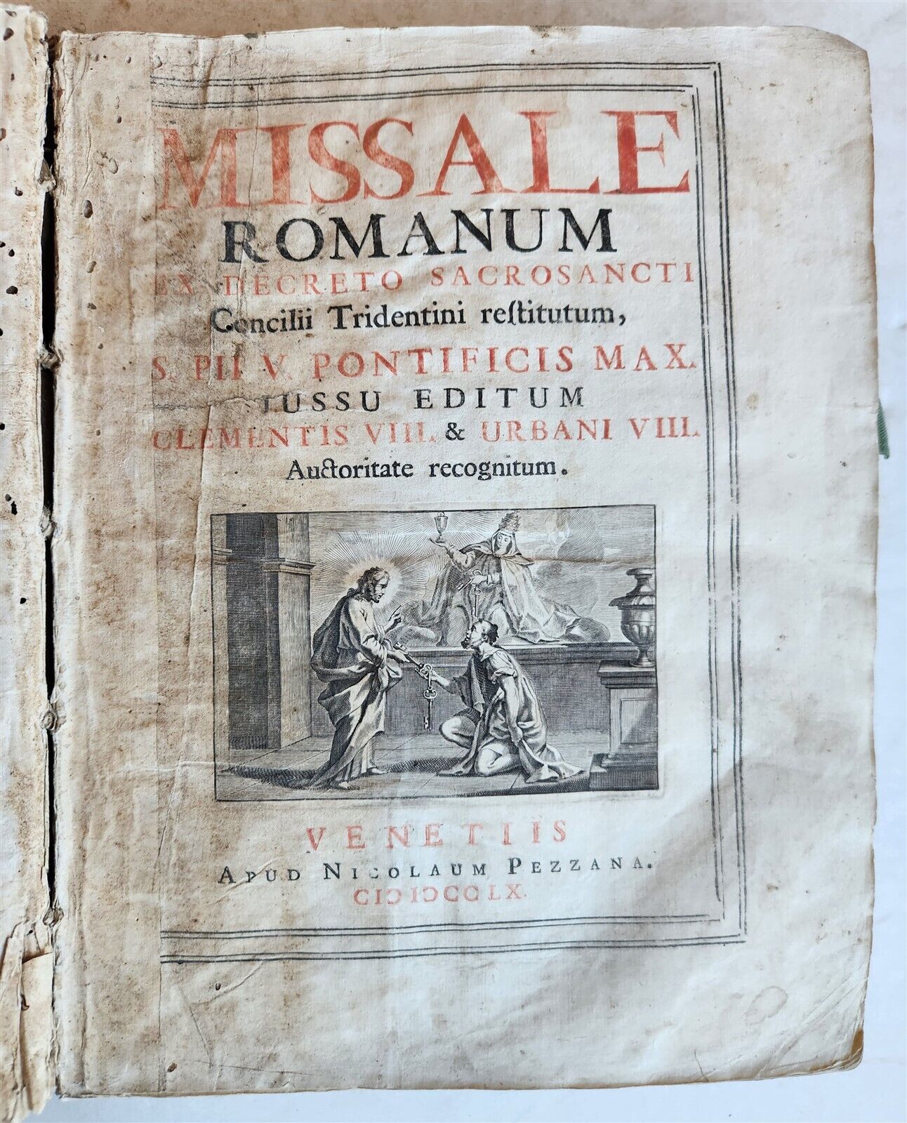 1760 MISSALE ROMANUM antique VELLUM BOUND FOLIO