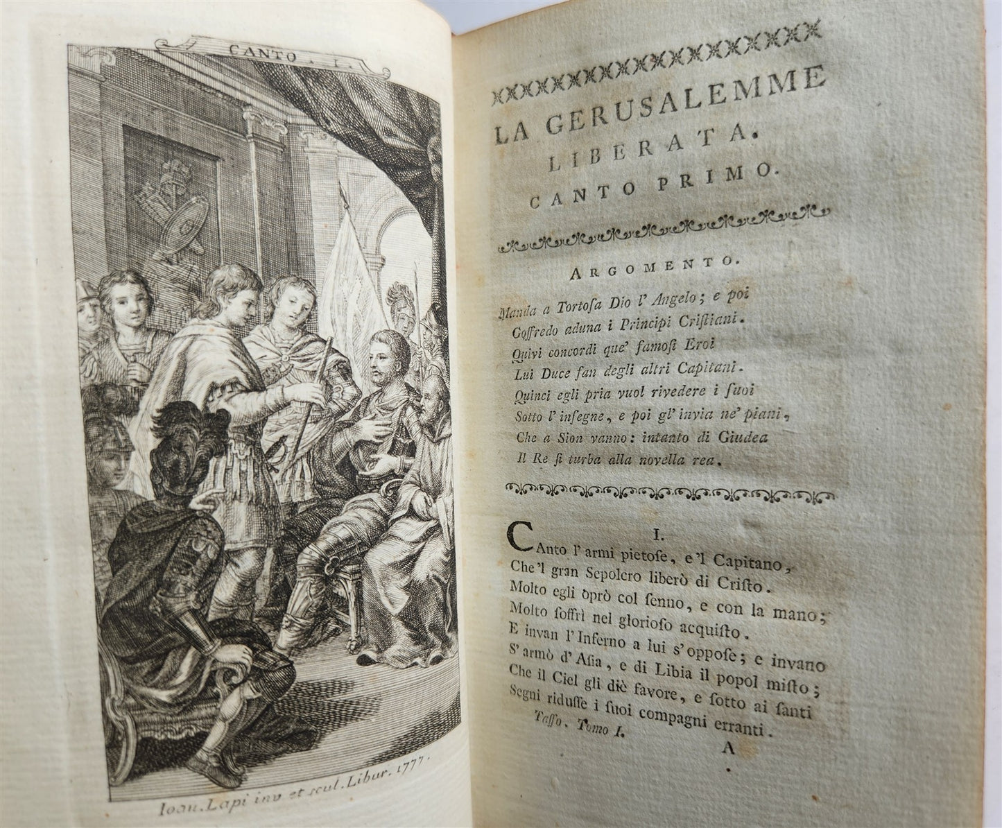 1778 Gerusalemme liberata by TORQUATO TASSO antique ILLUSTRATED 2 volumes