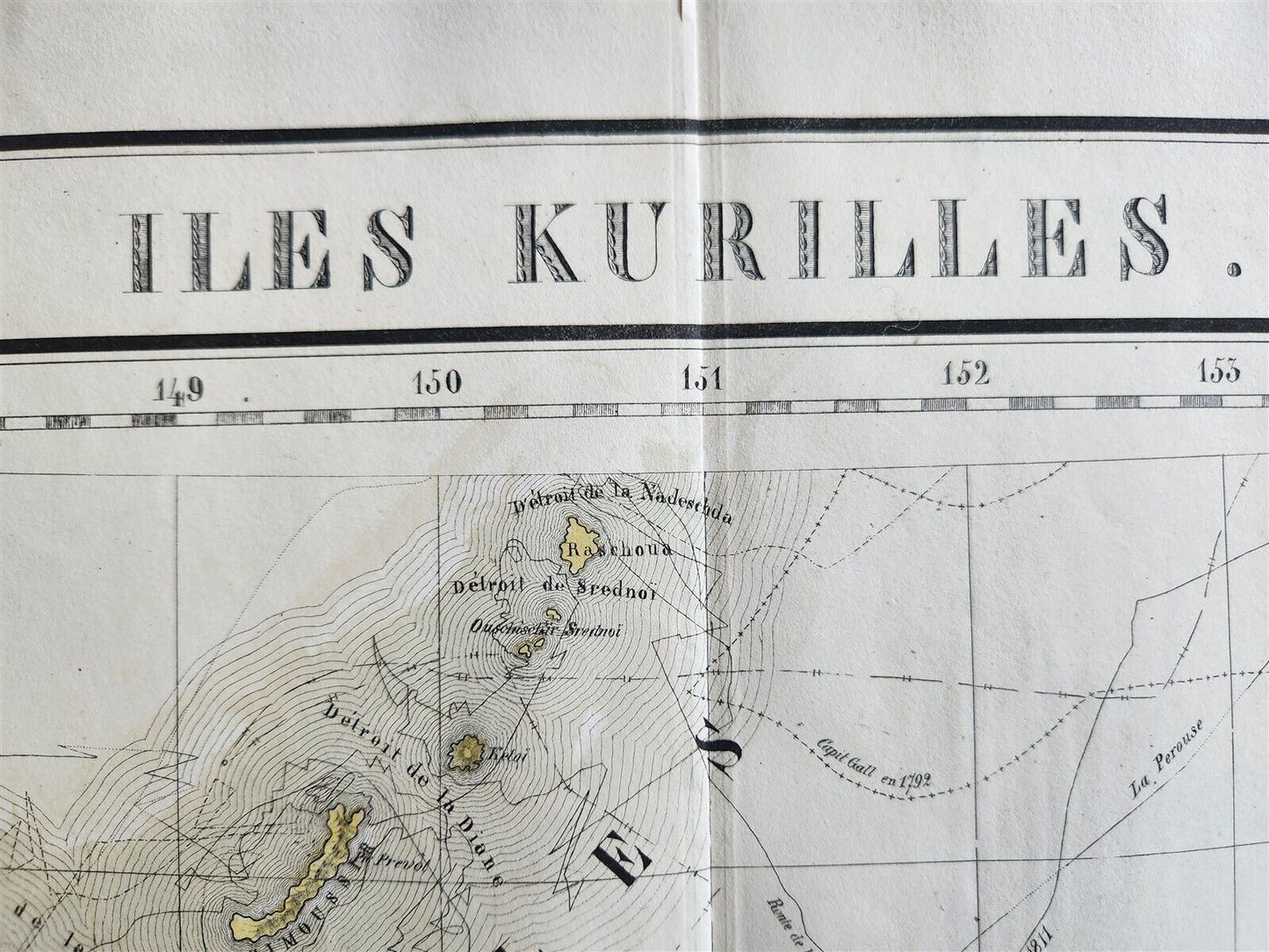 1827 MAP of RUSSIAN ASIA KURIL ISLANDS ILES KURILLES antique 21x29"