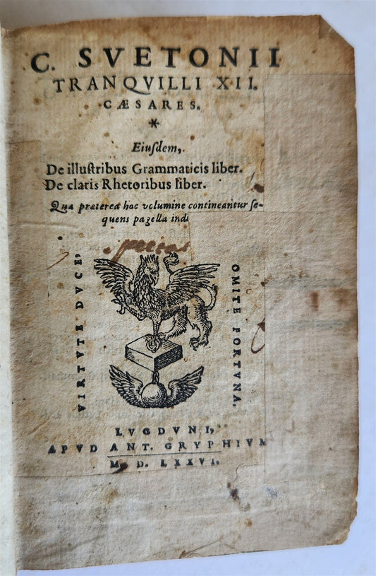 1576 TWELVE CAESARS by SUETONIUS antique VELLUM BOUND ROMAN HISTORY