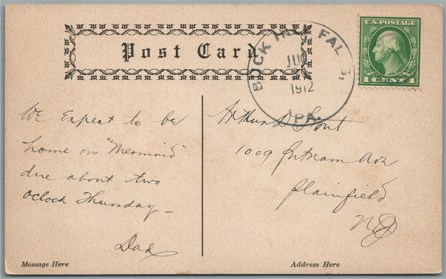 BUCK HILL FALLS PA SWIMMING POOL ANTIQUE POSTCARD