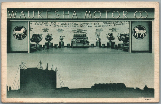 CHICAGO IL WORLD'S FAIR WAUKESHA MOTOR COMPANY ANTIQUE POSTCARD