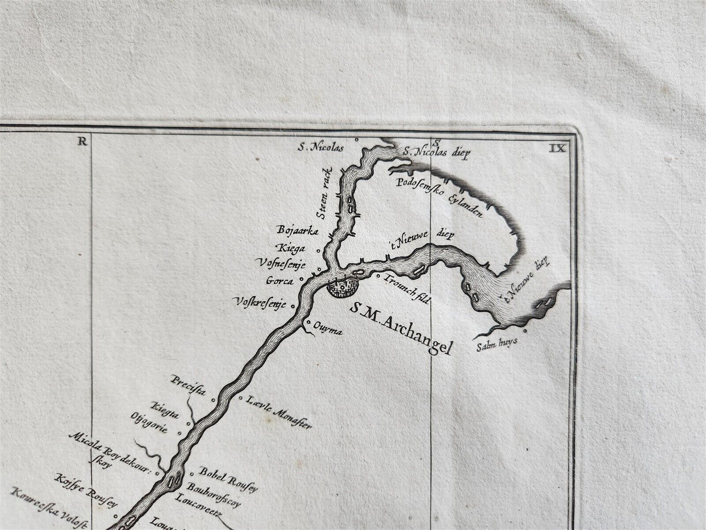 1680 MAP of NORTH RUSSIA antique DWINA FLUVII Nova Description 23 by 27" RARE