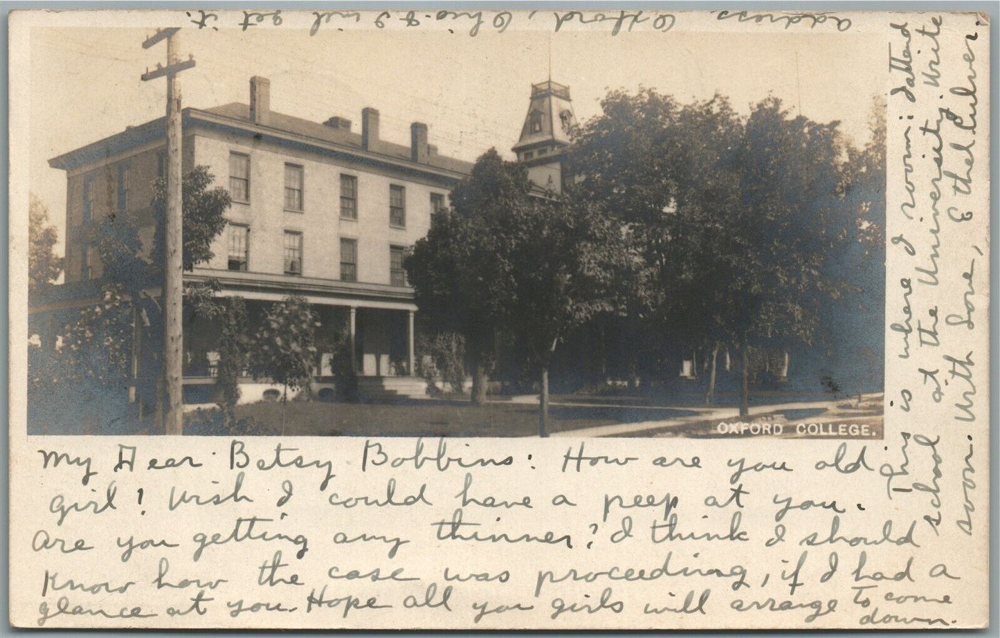 OXFORD OH COLLEGE ANTIQUE REAL PHOTO POSTCARD RPPC