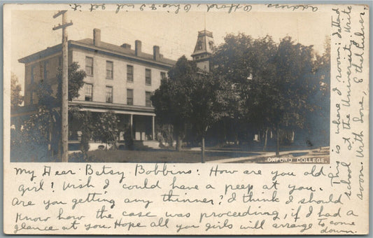 OXFORD OH COLLEGE ANTIQUE REAL PHOTO POSTCARD RPPC