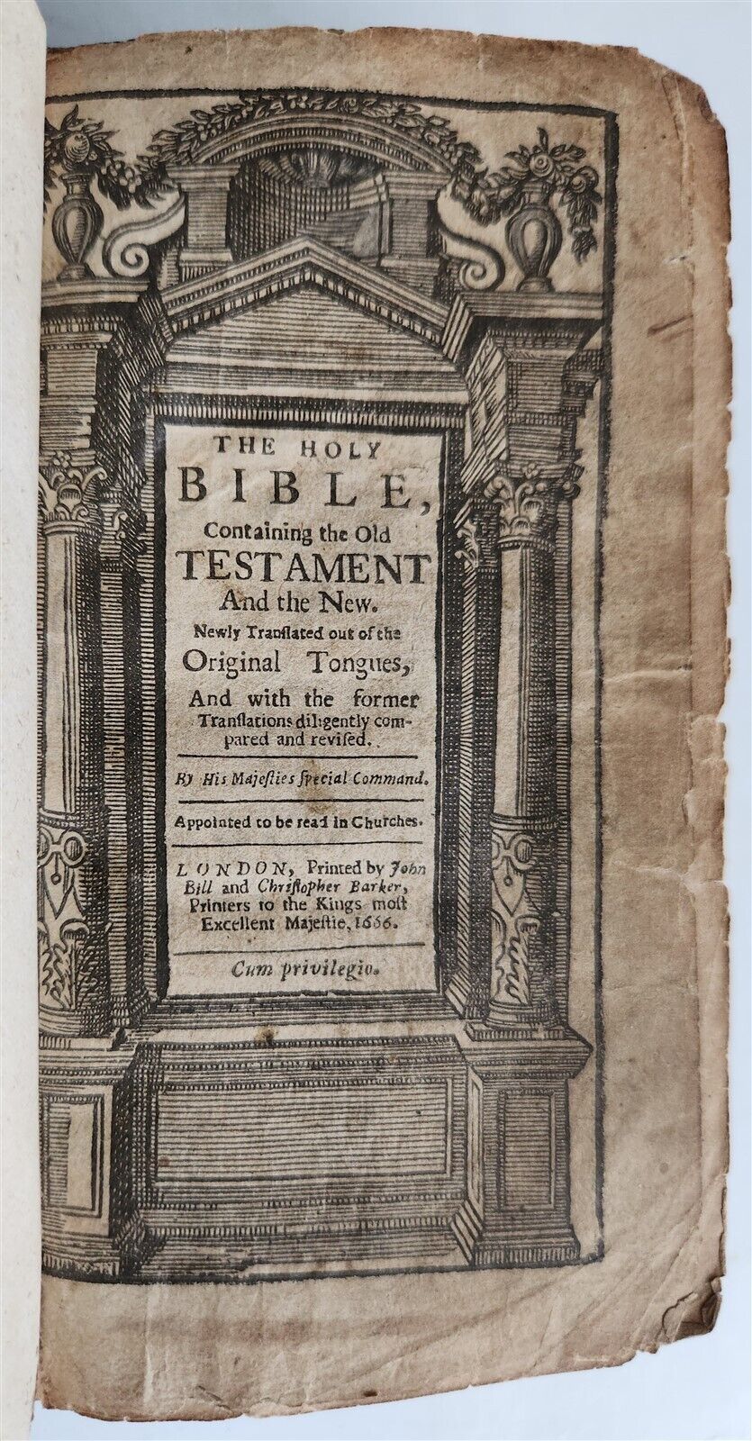 1666 BIBLE in ENGLISH OLD & NEW TESTAMENT antique KING JAMES VERSION